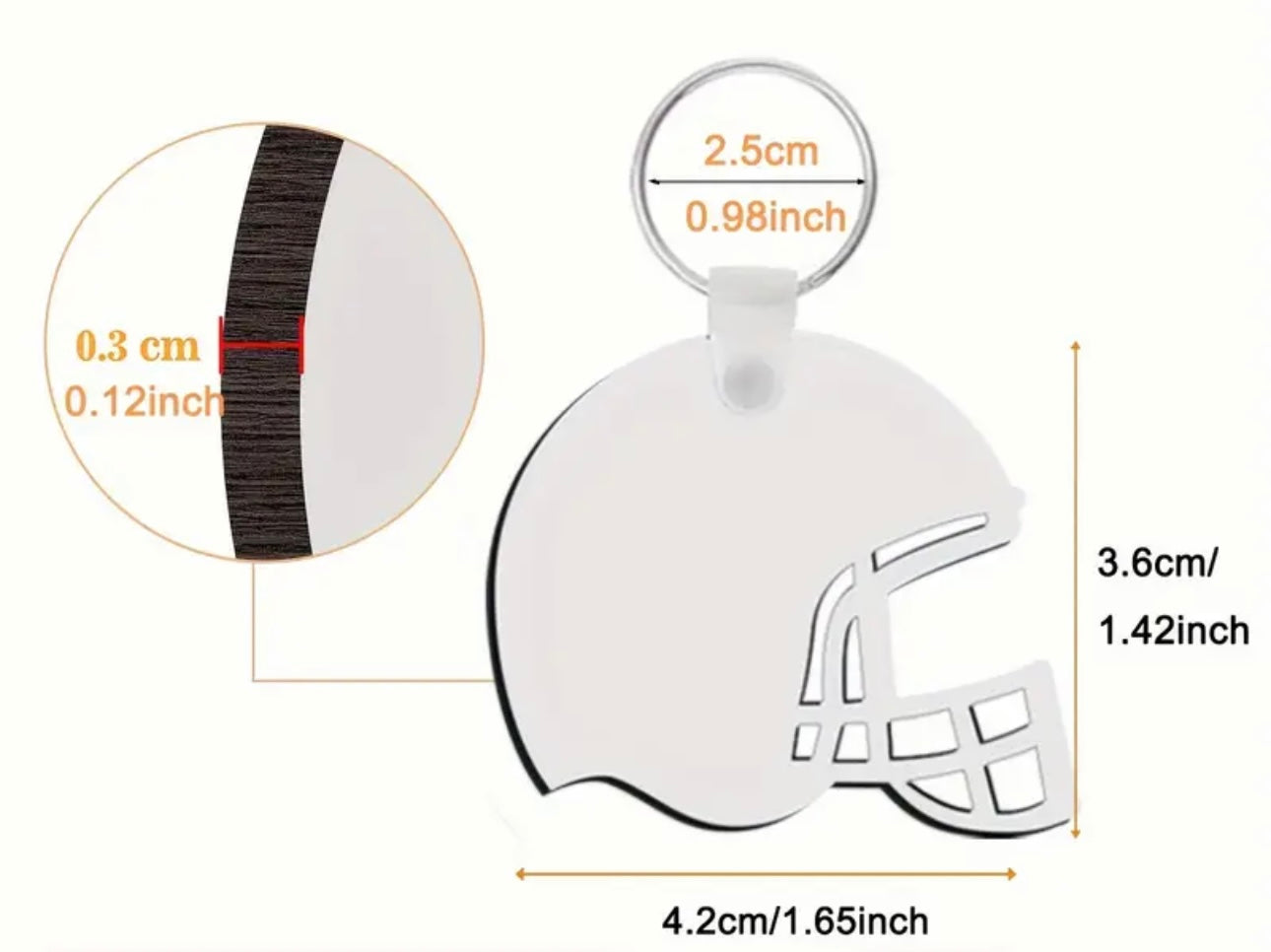 Sublimation Helmet Keychain Blanks MDF Double Sided Football Photo Frame Keychains Blanks (helmet)